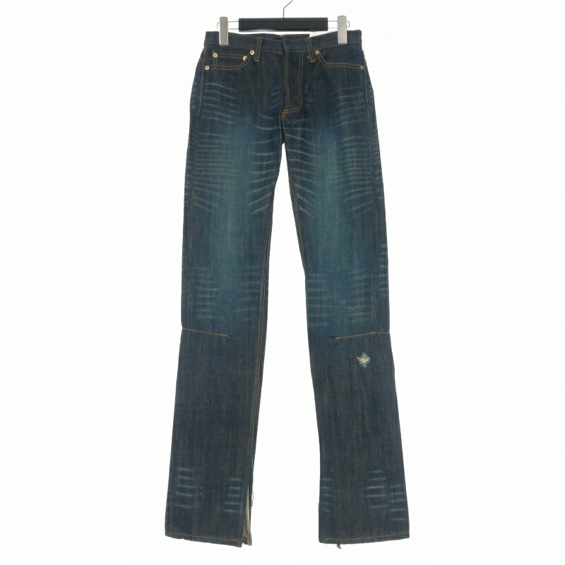 【中古】マサキマツシマ MASAKI MATSUSHIMA スリット ダメージ加工 ストレートデニムパンツ ジーンズ インディゴ メンズ 【ベクトル 古着】 260501｜VECTOR&times;Refine