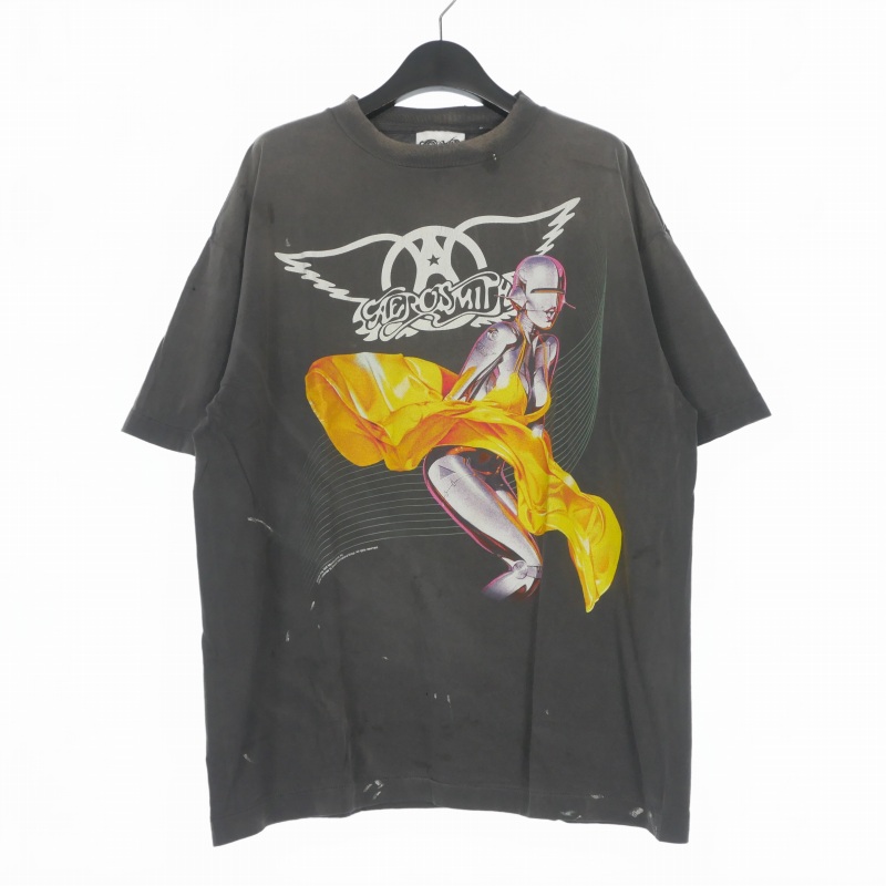 【中古】未当て嵌める品 仙マイケル SAINTMICHAEL 26SS AEROSMITH AS_SS T-SHIRT プルオーバー カットソー 半袖 L 黒いこと 黒 SM-MK8-0000-C25 メンズ 【ベクター 古着】 260604