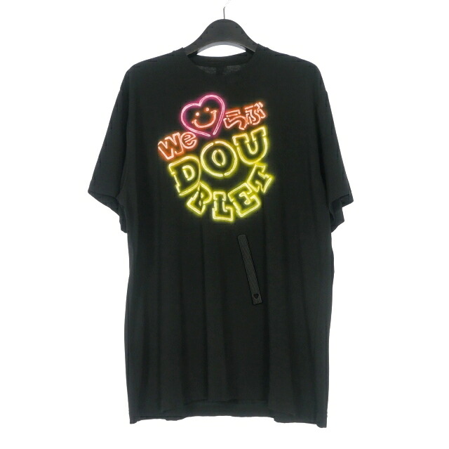 【中古】未当て嵌める品 ダブレット doublet BIG FAN-SERVICE NEON PAINT T-SHIRT プルオーバー カットソー 半袖 S 黒いこと 黒 25SS81CS393 メンズ 【ベクター 古着】 260502
