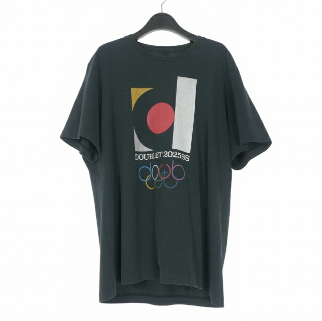 【中古】未当て嵌める品 ダブレット doublet DOUBLET2025SS LOGO プルオーバー カットソー 半袖 S 黒いこと 黒 25SS46CS383 メンズ 【ベクター 古着】 260502