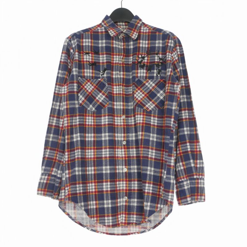 【中古】手かご入れもの BASKETCASE Upcycled Parachute Flannel Shirt 読み合わせる 綿ネルプルオーバー 刺しゅう 七分袖 S 米国海軍/白いこと メンズ 【ベクター 古着】 260503
