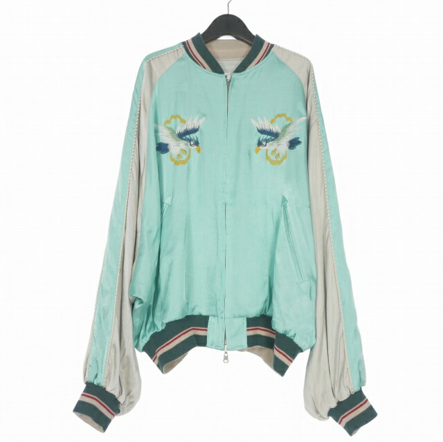 【中古】未当て嵌める品 ダイリク DAIRIKU 26SS Tiger\u0026Hawk Big Sleeve Ska Jumper 虎刺しゅう スカジャン 上衣 上衣 長袖 L 点火装置青色 水色 26SS J10 メンズ 【ベクター 古着】 260503