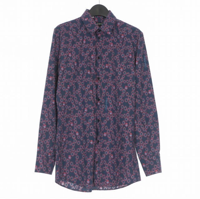 【中古】ドルチェ\u0026ガッバーナ 弗ガバ DOLCE\u0026GABBANA イタリア製 御花刷り上げる ロングスリーブシャツ 長袖 38 米国海軍 紺 G5EJ1T/FS56E-G 国内置き目 メンズ 【ベクター 古着】 260511