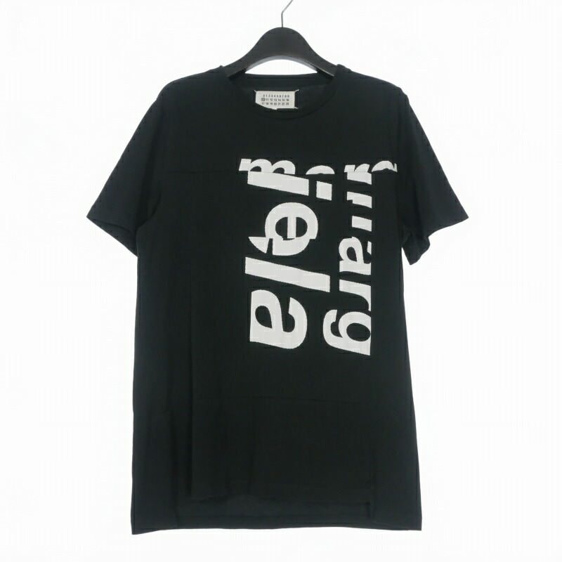 【中古】メゾンマルジェラ 10 Maison Margiela 10 17SS ロゴ 再構築 プリントTシャツ カットソー 半袖 48 ブラック 黒 S50GC0463 国内正規 メンズ 【ベクトル 古着】 260506