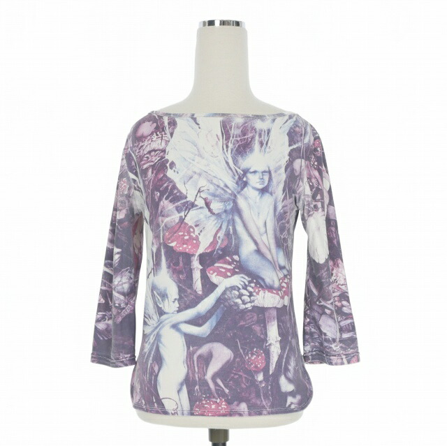 【中古】デシグアル Desigual ゴシック刷り上げる カットソープルオーバー Y2K 仙女 グラフィック 猪牙のど首 パープル 紫 レディース 【ベクター 古着】 260606