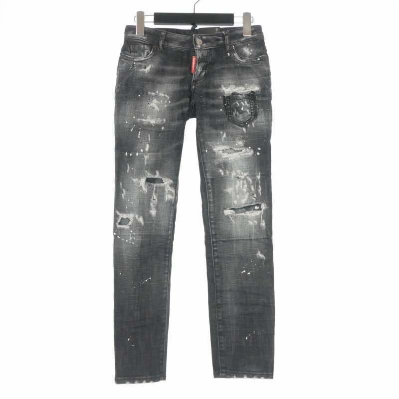 【中古】未当て嵌める品 ディースクエアード DSQUARED2 22SS Jennifer Cropped Jean 不都合産業 ジーンズズボン下 デニム 34 黒いこと 黒 S72LB0477 国内置き目 レディース 【ベクター 古着】 260604