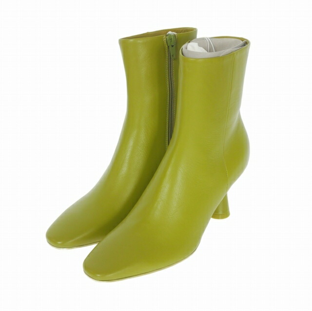【中古】未当て嵌める品 エムエムシックス メゾンマルジェラ MM6 Maison Margiela Pointed Heeled Boots レザーショートブーツ 踵 靴 37 緑であること 緑 S59WU0212 P2451 国内置き目 レディース 【ベクター 古着】 260530