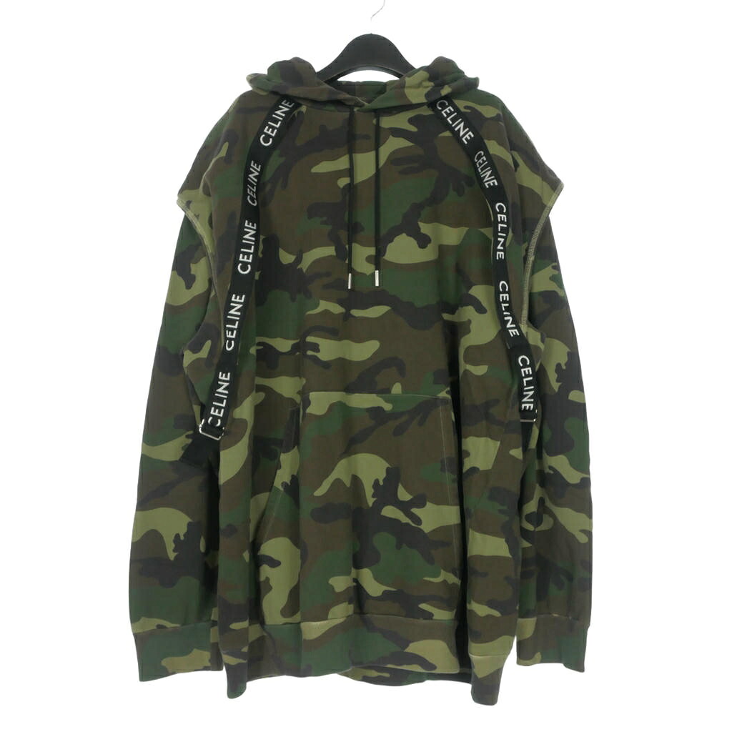 【中古】セリーヌ CELINE 23AW Bands Hoodie 迷彩 カモフラ フーディ パーカー 長袖 XL カーキ 2Y85A885M 国内正規 メンズ 【ベクトル 古着】 260601|VECTOR×Refine