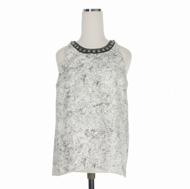 【中古】ドロシーシューマッハ DOROTHEE SCHUMACHER 総柄 ノースリーブプルオーバー トップ  2 白いこと 白 52 07 01 レディース 【ベクター 古着】 260604