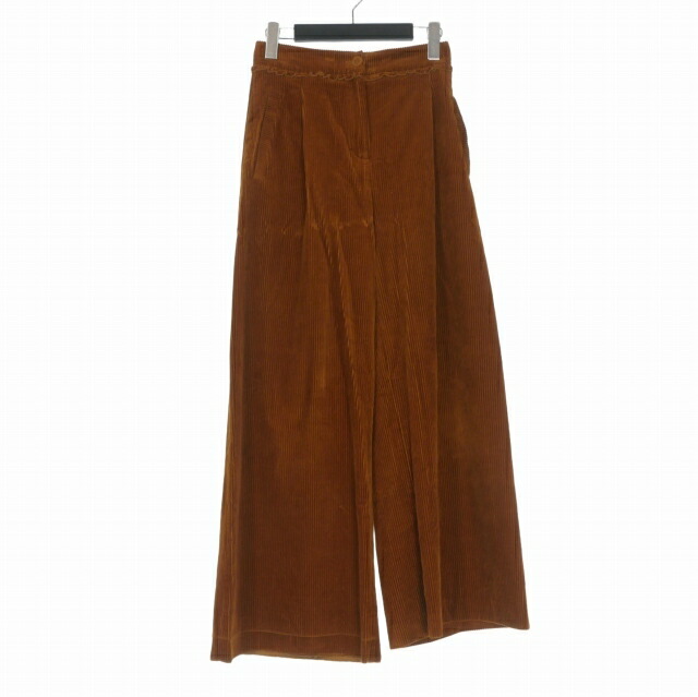【中古】厚地の外套 COlTE イタリア製 コール天 ワイドタックパンツ 40 赤銅色 茶 レディース 【ベクター 古着】 260608