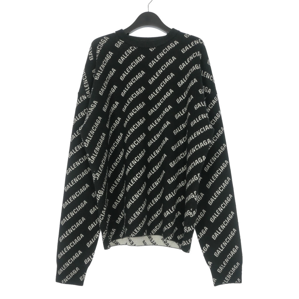 【中古】バレンシアガ BALENCIAGA Mini Allover Logo Sweater ロゴ 総柄 クルーネックニット セーター 長袖 XS ブラック/ホワイト 719654 T1660 国内正規 メンズ 【ベクトル 古着】 260605｜VECTOR&times;Refine