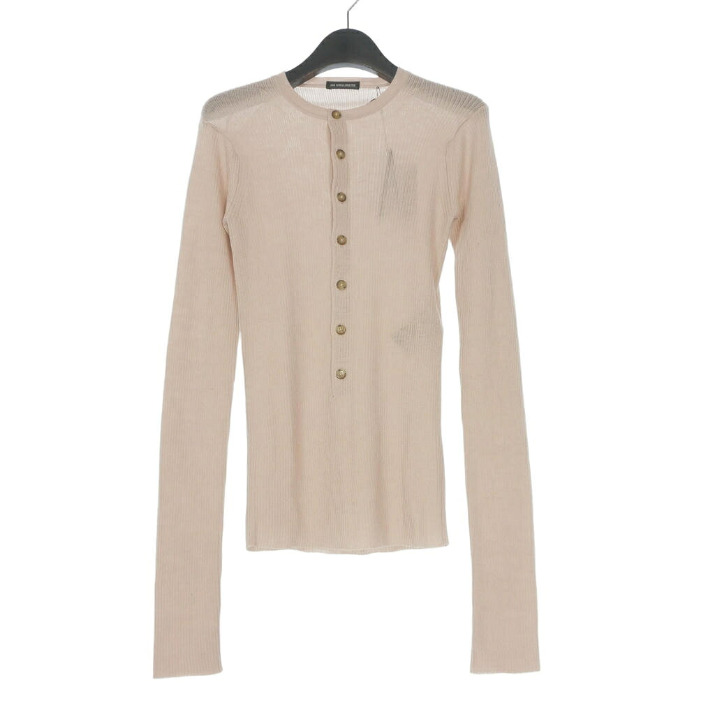 【中古】未当て嵌める品 アンドゥムルメステール ANN DEMEULEMEESTER 23AW ZANDER SERAFINO RIB TOP SUPERFINE ヘンリーネックニット プルオーバー 長袖 NUDE さくら色 2302-M-KN27-KN027-033 国内定め事 メンズ 【ベクター 古着】 260608
