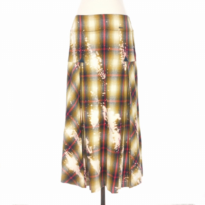 【中古】未使用品 ディースクエアード DSQUARED2 22AW Pleated Midi Skt チェック プリーツスカート 38 ライトブラウン S75MA0837 国内正規 レディース 【ベクトル 古着】 260613|VECTOR×Refine
