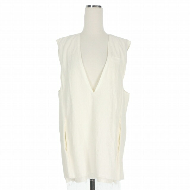 【中古】未使用品 アンスクリア INSCRIRE 22SS boil washer sleeveless jacket スリーブレスジャケット ベスト ジレ 36 ホワイト 白 22SS-GILET5 レディース 【ベクトル 古着】 260618｜VECTOR&times;Refine