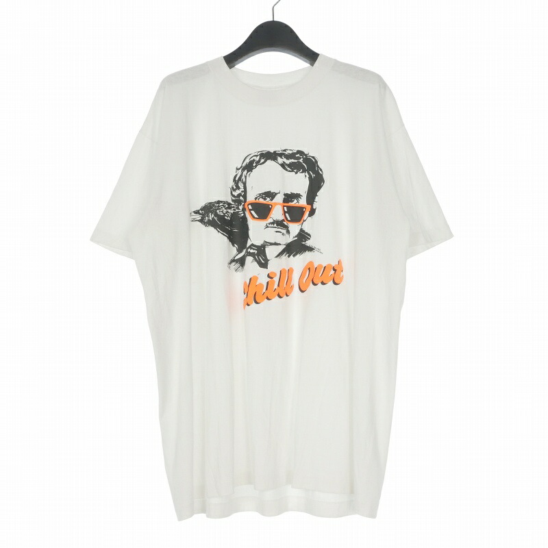 【中古】ヴィンテージ VINTAGE 1990年 90's USA製 Edgar Allan Poe ”Chill Out” プリントTシャツ カットソー 半袖 ONE SIZE ホワイト 白 メンズ 【ベクトル 古着】 260620|VECTOR×Refine