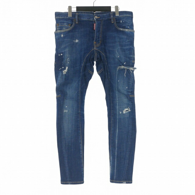【中古】ディースクエアード DSQUARED2 20SS Tidy Biker Jean ダメージ加工 デニムパンツ ジーンズ 50 インディゴ S74LB0714 国内正規 メンズ 【ベクトル 古着】 260620|VECTOR×Refine