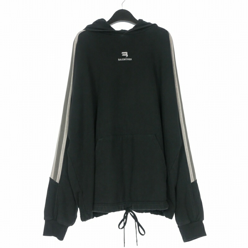 【中古】バレンシアガ BALENCIAGA 22AW Sporty B Hoodie スポーティー フーディ プルオーバーパーカー 長袖 XXS ブラック 黒 704023 国内正規 メンズ 【ベクトル 古着】 260704|VECTOR×Refine