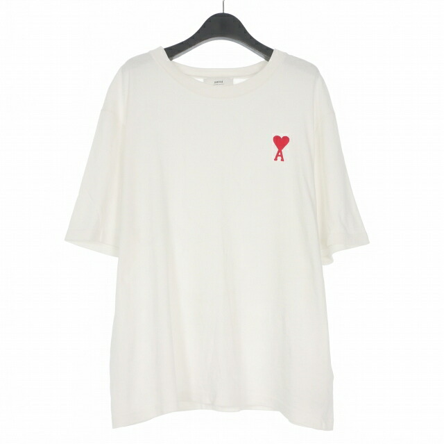 【中古】アミパリス AMI PARIS AMI DE COEUR T-SHIRT ハートロゴ 刺繍 Tシャツ カットソー 半袖 M ホワイト 白 UTS004.726 国内正規 メンズ 【ベクトル 古着】 260707|VECTOR×Refine