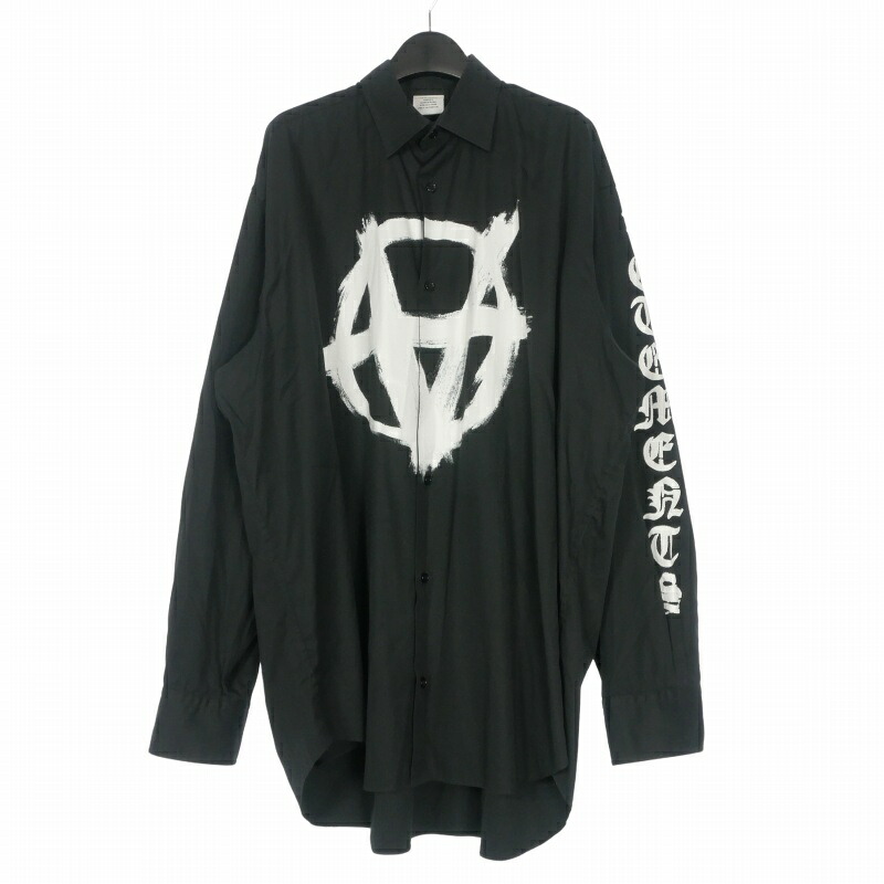 【中古】ヴェトモン ベトモン VETEMENTS 23SS ダブルアナーキープリント ロングスリーブシャツ 長袖 L ブラック 黒 UE63SH171B メンズ 【ベクトル 古着】 260717|VECTOR×Refine