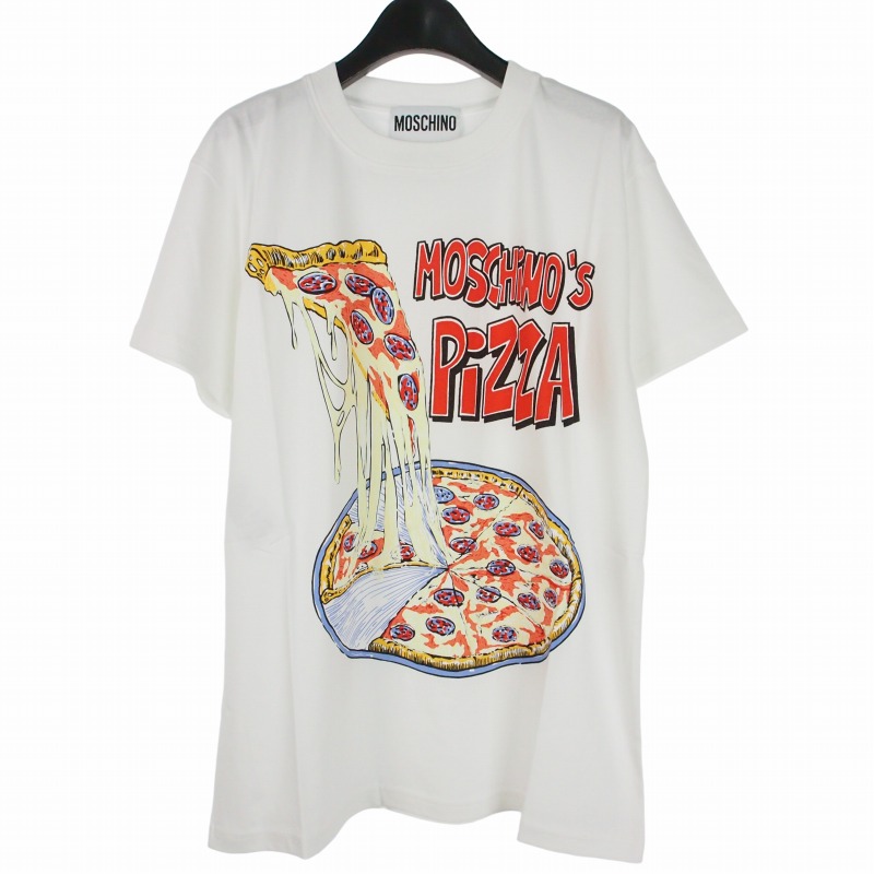 【中古】未使用品 モスキーノ MOSCHINO Tシャツ 半袖 カットソー ピザグラフィックプリント XS 白 A0713 メンズ 【ベクトル 古着】 260613｜VECTOR&times;Refine