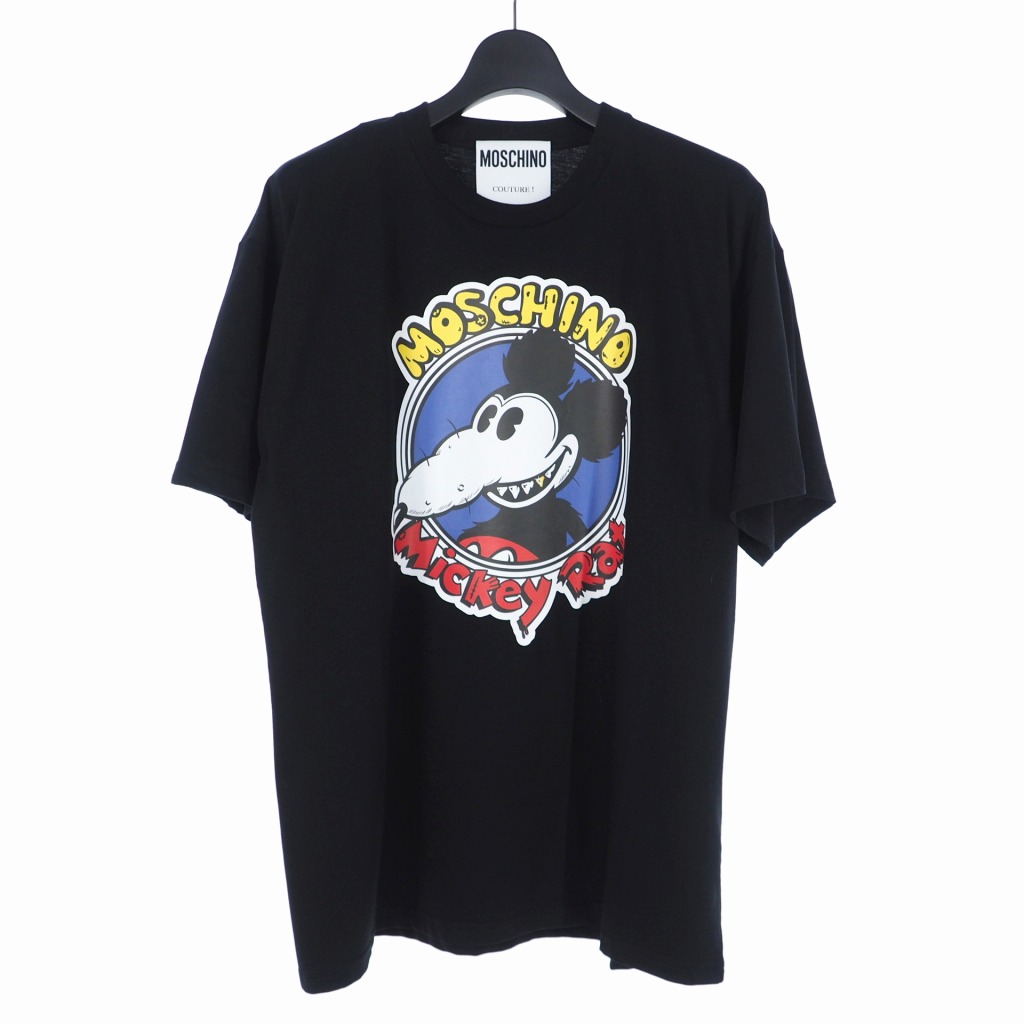 【中古】未使用品 モスキーノ MOSCHINO 20SS ネズミプリント Tシャツ カットソー 半袖 XXS ブラック 黒 A0779 レディース 【ベクトル 古着】 241229