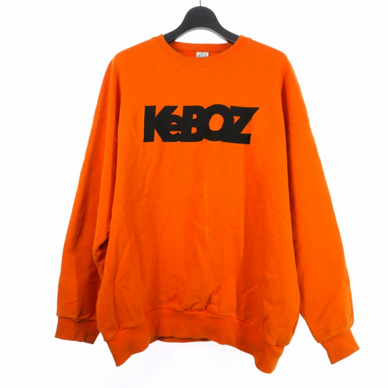 【中古】ケボズ KEBOZ ロゴ スウェット トレーナー 刺? コットン L オレンジ メンズ 【ベクトル 古着】 250519