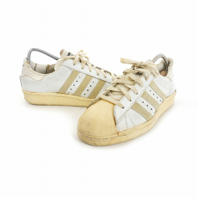 【中古】アディダス adidas 1980's Superstar フランス製 スーパースター スニーカー ヴィンテージ 5.5 22.5cmホワイト ネイビー レディース 【ベクトル 古着】 250520
