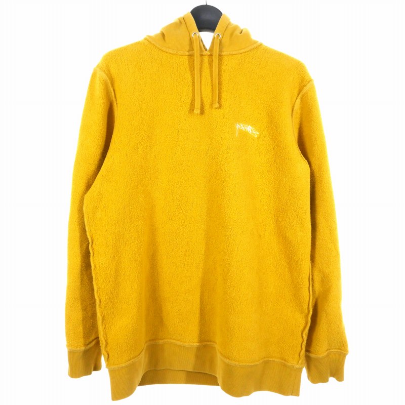 【中古】ステューシー STUSSY インサイドアウト フリース スウェットパーカー フーディ ロゴ刺? M イエロー 黄 メンズ 【ベクトル 古着】 250804