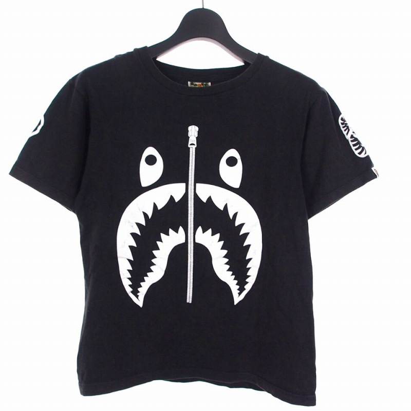 【中古】アベイシングエイプ A BATHING APE チェーンステッチ Tシャツ カットソー 半袖 S ブラック 黒 メンズ 【ベクトル 古着】 250920