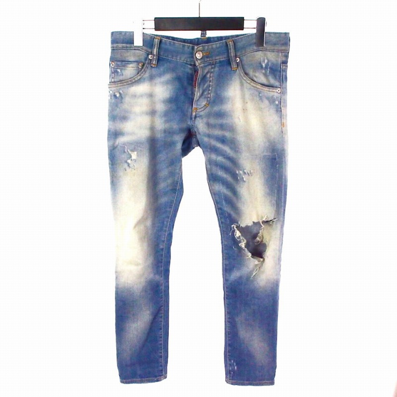 【中古】ディースクエアード DSQUARED2 ダメージスキニー デニム ジーンズ 46 ブルー 青 メンズ 【ベクトル 古着】 251018