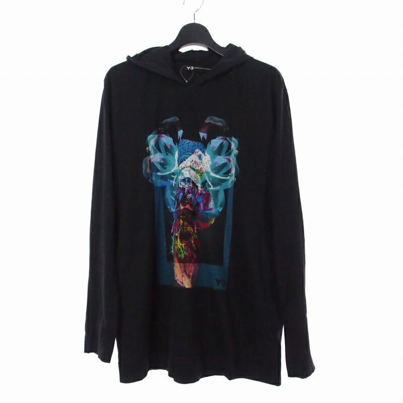 【中古】ワイスリー Y-3 ヨウジヤマモト 切替カットソー フーディー パーカー Tシャツ 長袖 L 黒 ブラック メンズ 【ベクトル 古着】 251116