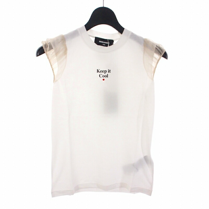 【中古】未使用品 ディースクエアード DSQUARED2 22SS Cap Sleeves Cool TeeＴシャツ カットソー 半袖 XXS ホワイト 白 S72GD0355 国内正規 レディース 【ベクトル 古着】 251122