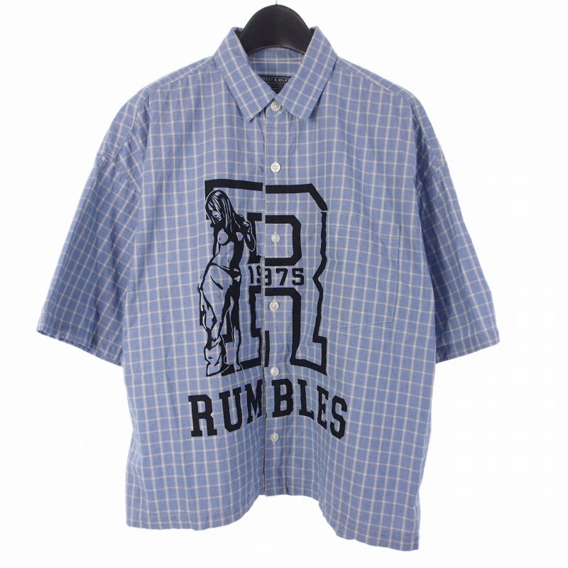 【中古】ヒステリックグラマー HYSTERIC GLAMOUR 読み合わせる ワイドレギュラーカラーシャツ 半袖 M 青色 青 02251AH10 メンズ 【ベクター 古着】 260120