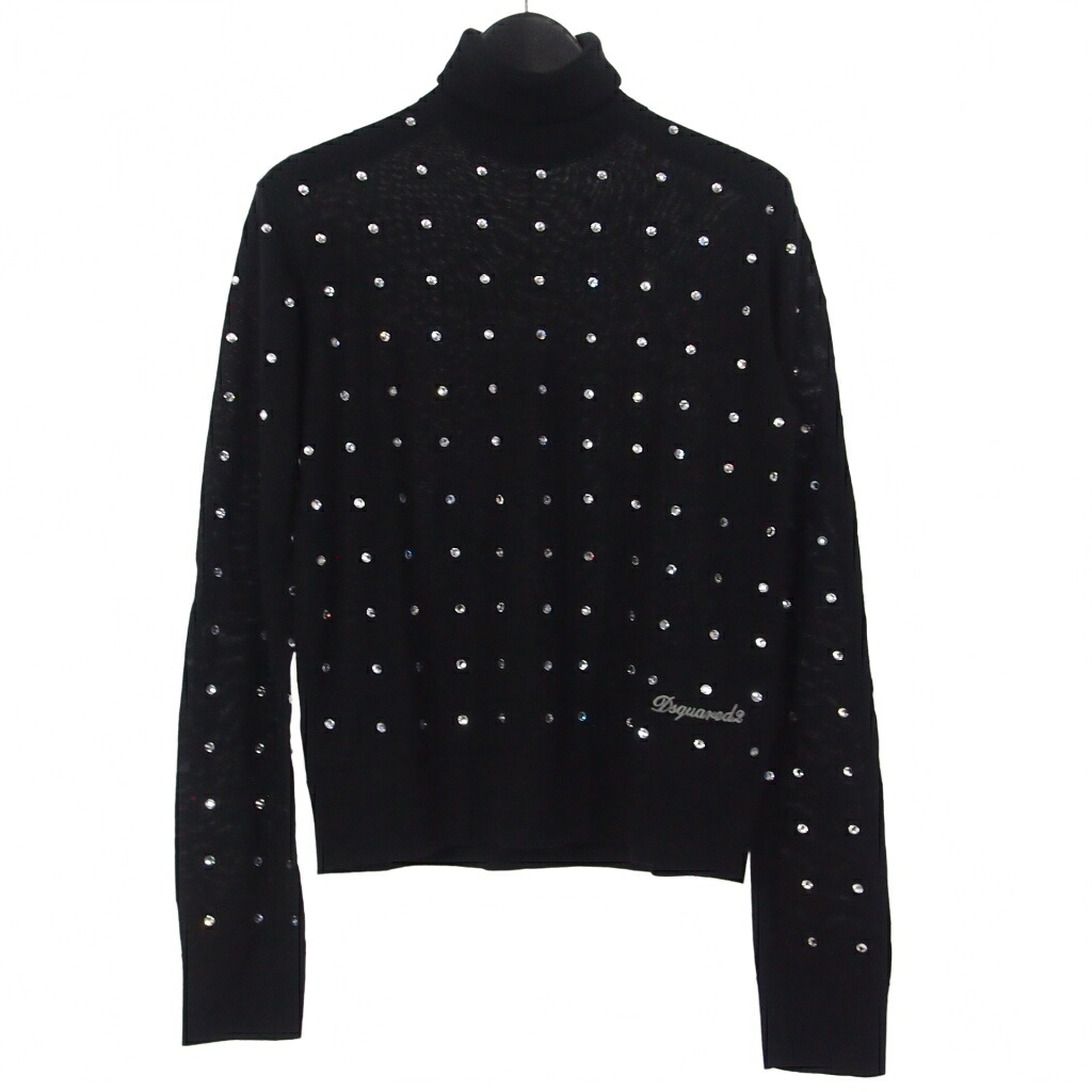 【中古】ディースクエアード DSQUARED2 ラインストーン タートルネック ニット セーター 長袖 XXS ブラック 黒 S75HA1162 レディース 【ベクトル 古着】 260118｜VECTOR&times;Refine