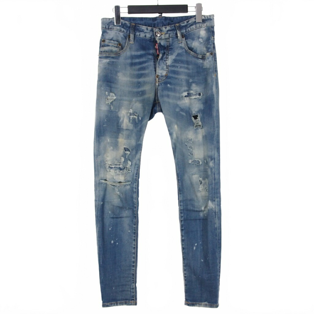 【中古】ディースクエアード DSQUARED2 22AW スキニーパンツ スリムデニム ダメージジーンズ 44 インディゴ S74L81177 国内正規 メンズ 【ベクトル 古着】 260120