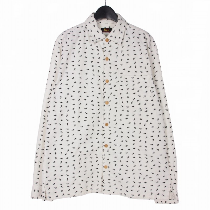 【中古】アベイシングエイプ A BATHING APE 90S 総柄 ネルシャツ 長袖 XL ホワイト 白 メンズ 【ベクトル 古着】 260129｜VECTOR&times;Refine 8,393円