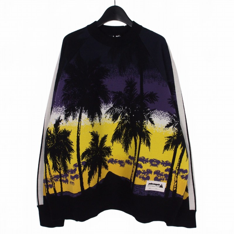 【中古】未使用品 パームエンジェルス PALM ANGELS 23SS PALM SUNSET TRACK JQRD SWEA グラフィックセーター ニット 長袖 XL パープル ブラック 紫 黒 PMHE046S23KNI0013710 メンズ 【ベクトル 古着】 260202