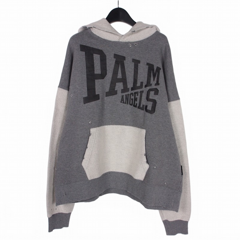 【中古】未使用品 パームエンジェルス PALM ANGELS 23AW College Hoodie カレッジフーディ パーカー M グレー ブラック PMBB117F23FLE0030910 メンズ 【ベクトル 古着】 260202