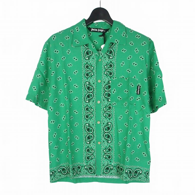 【中古】未使用品 パームエンジェルス PALM ANGELS PAISLEY BOWLING SHIRT ペイズリー ボウリング シャツ 半袖 48 グリーン 緑 PMGG005S24FAB0065555 メンズ 【ベクトル 古着】 260221
