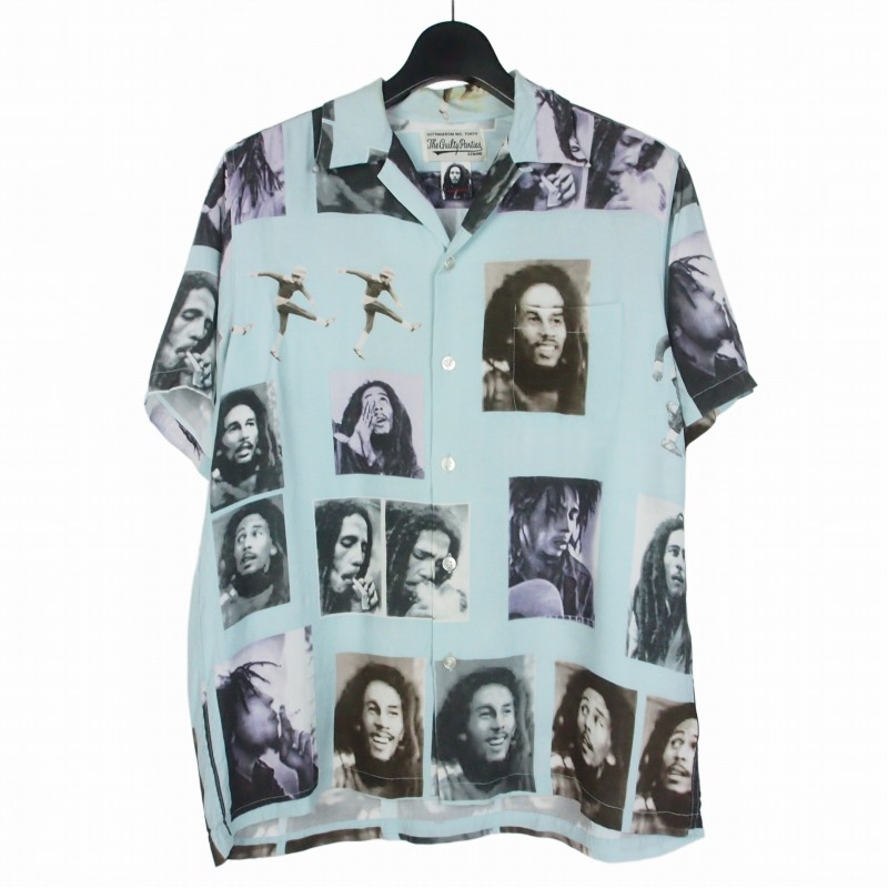 【中古】ワコマリア WACKO MARIA BOB MARLEY SS HAWAIIAN SHIRT ボブ マーリー ハワイアンシャツ アロハシャツ XL ライトブルー メンズ 【ベクトル 古着】 260224