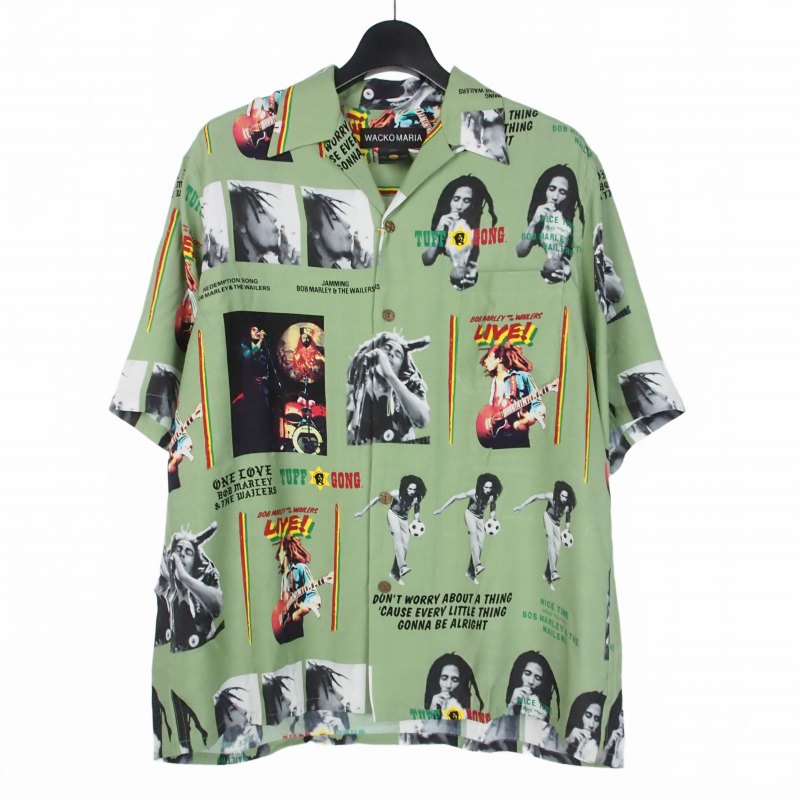 【中古】ワコマリア WACKO MARIA 24SS BOB MARLEY HAWAIIAN SHIRT アロハシャツ 半袖 M 緑であること 緑 BOBMARLEY-WM-HI09 メンズ 【ベクター 古着】 260224