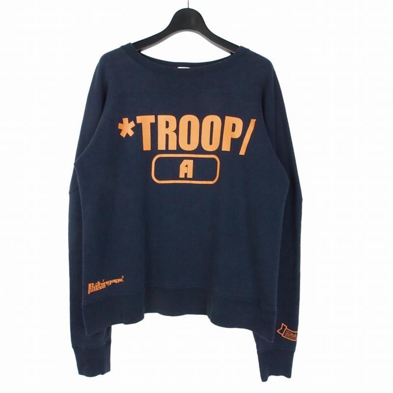 【中古】アベイシングエイプ A BATHING APE カレッジロゴ スウェット トレーナー 長袖 プルオーバー L ネイビー メンズ 【ベクトル 古着】 260226