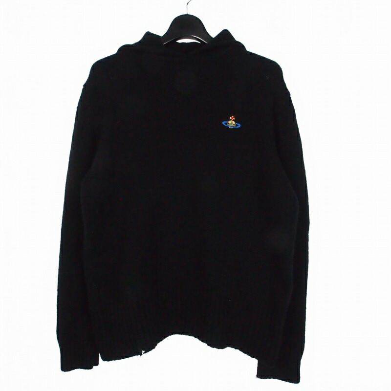【中古】ヴィヴィアンウエストウッド Vivienne Westwood オーブ刺繍ウールニット セーター フーディ M ブラック 黒 355-15434 メンズ 【ベクトル 古着】 260320