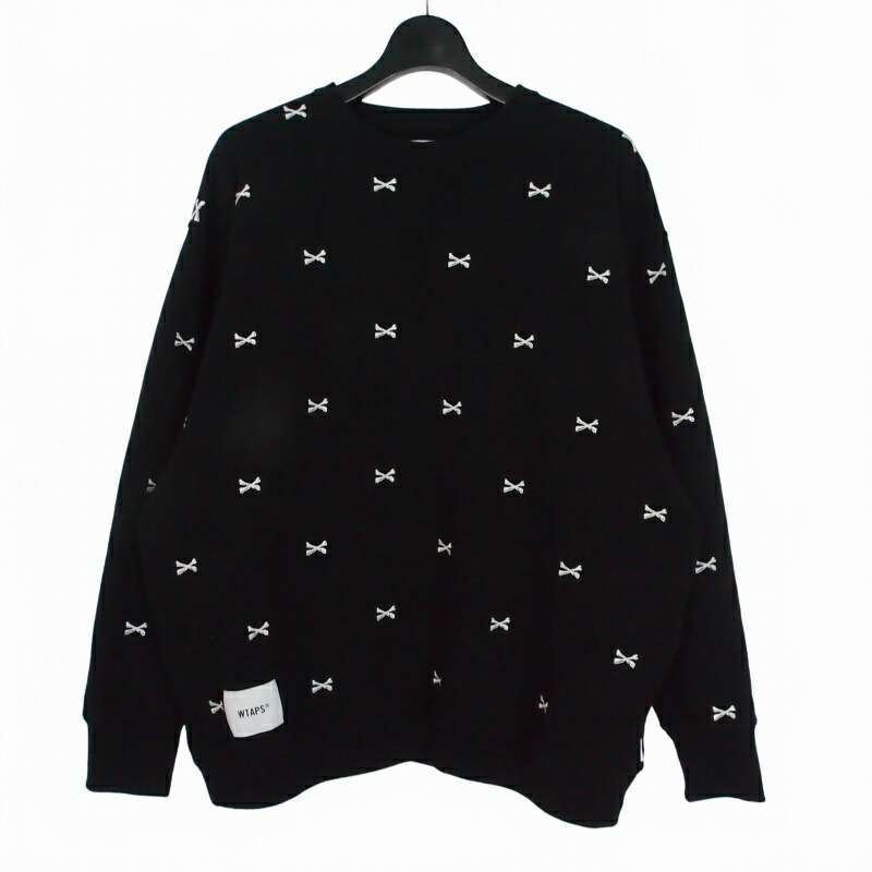 【中古】ダブルタップス WTAPS 22AW ACNE SWEATER 刺? クロスボーン スウェット トレーナー 03 ブラック 黒 222ATDT-CSM25 メンズ 【ベクトル 古着】 260330｜VECTOR&times;Refine 13,230円