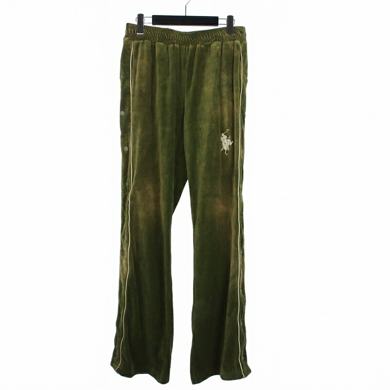 【中古】カミヤ KAMIYA Bleached Velor Pants べロアパンツ M カーキ G13PT038-0 メンズ 【ベクター 古着】 260402