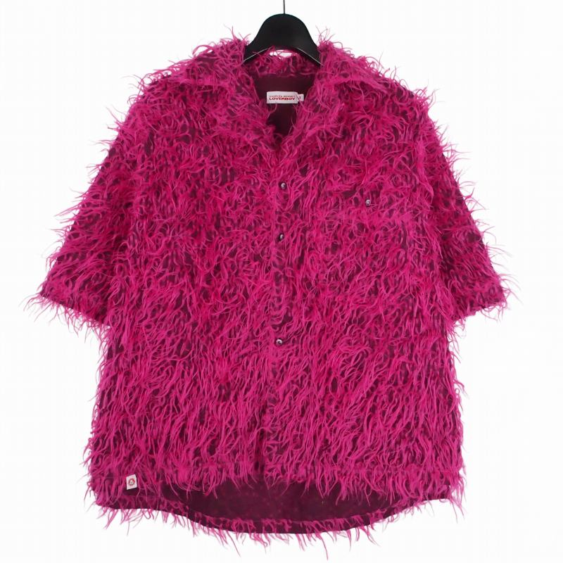 【中古】プリンスチャールズ島ジェフリー思われ人男の子 Charles Jeffrey Loverboy Shaggy Shirt シャギーシャツ 半袖 M サクラ色  【ベクター 古着】 260402