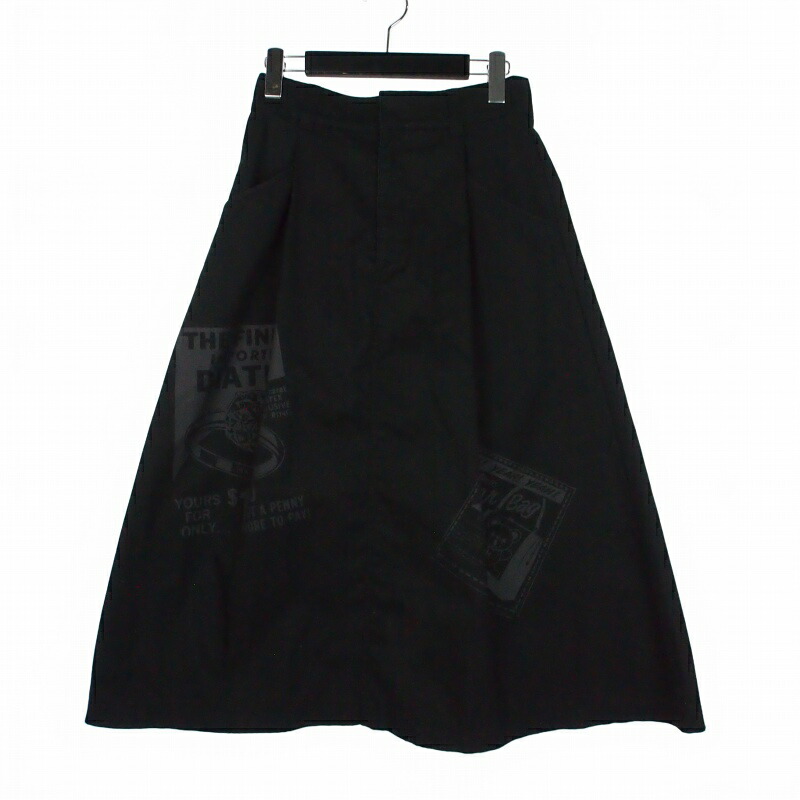 【中古】ヒステリックグラマー HYSTERIC GLAMOUR THE FINEST IMPORTED DIATEX プリント 1タックスカート S ブラック 黒 01172AK02 レディース 【ベクトル 古着】 260331