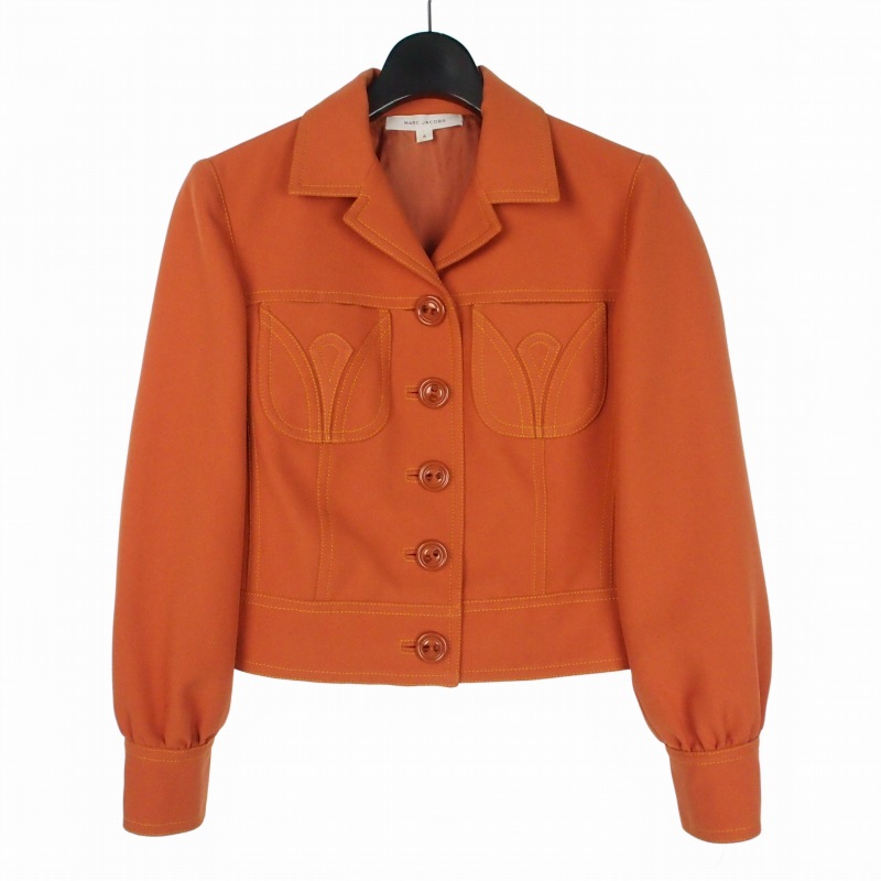 【中古】マークジェイコブス MARC JACOBS クロップド丈 ジャケット ブレザー フロントポケット 4 オレンジ レディース 【ベクトル 古着】 260331|VECTOR×Refine