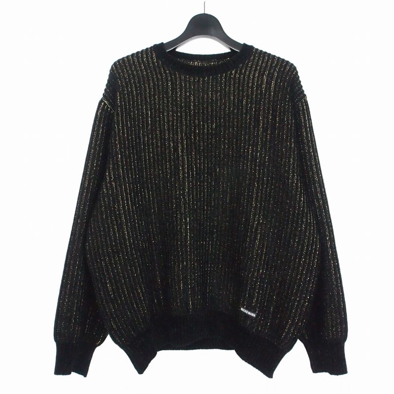 【中古】ワコマリア WACKO MARIA GLITTER KNIT SWEATER グリッターニットスウェット プルオーバー L 黒いこと 黒 メンズ 【ベクター 古着】 260406