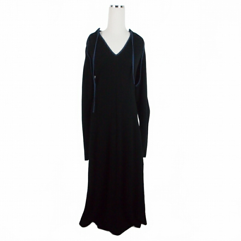 【中古】タン TAN 22AW DOGLEG SLEEVES LONG ONEPIECE ドッグレッグ ニットロングワンピース ドレス F ブラック 黒 TN22AW027 レディース 【ベクトル 古着】 260409｜VECTOR&times;Refine